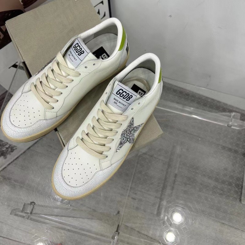 2024 Unisex GGDB White Silver Glitter Leather Sneakers MJ00260
