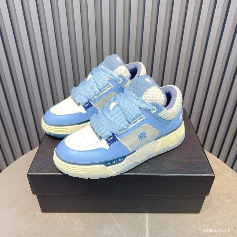 2024 Unisex Amiri Blue White Mesh Leather Sneakers MJ00360