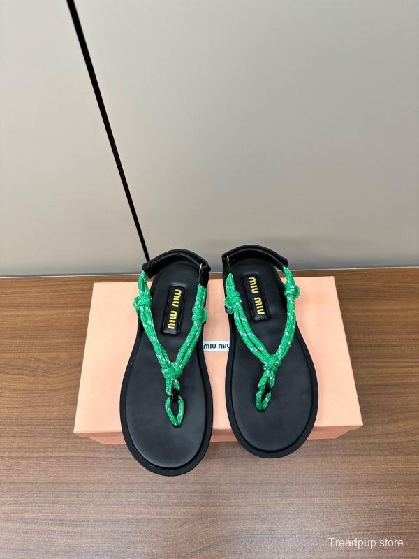 2025 Women Miu Miu Brown Leather Sandals