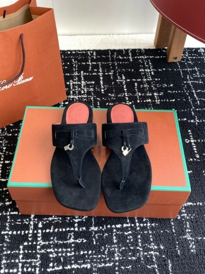 2025 Women LP Black Suede Slippers KFY00280