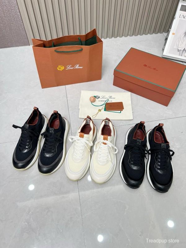 2024 Men Le Parmentier Black Grey Mesh Leather Sneakers