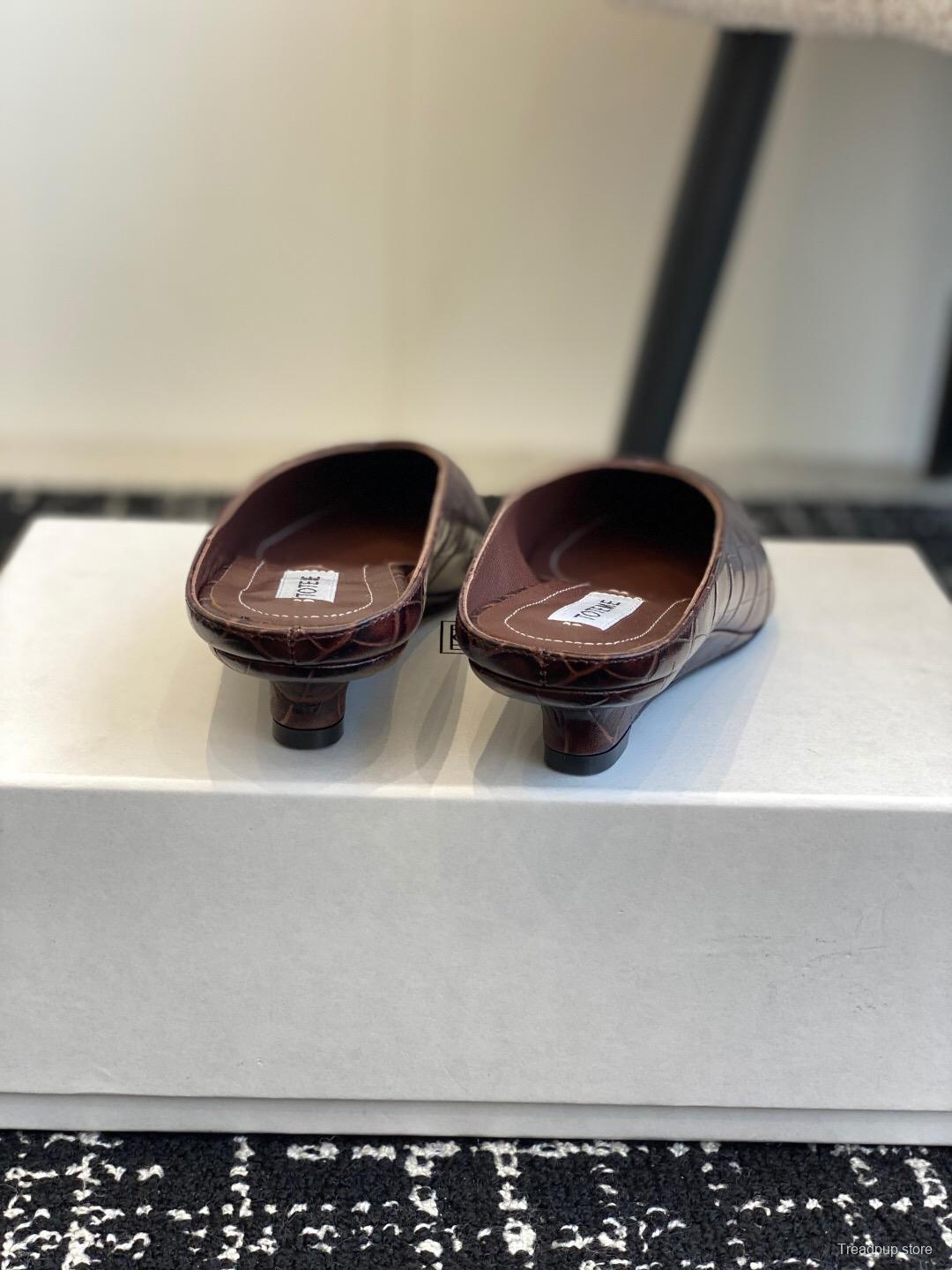 2025 Women Toteme Brown Leather Mule Shoes