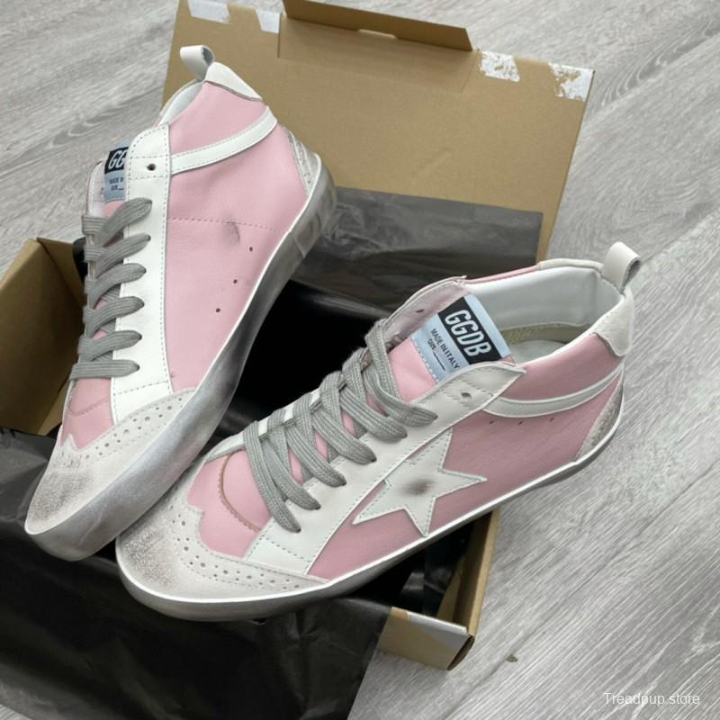 2024 Women GGDB Pink White Leather High Top Sneakers MJ00300