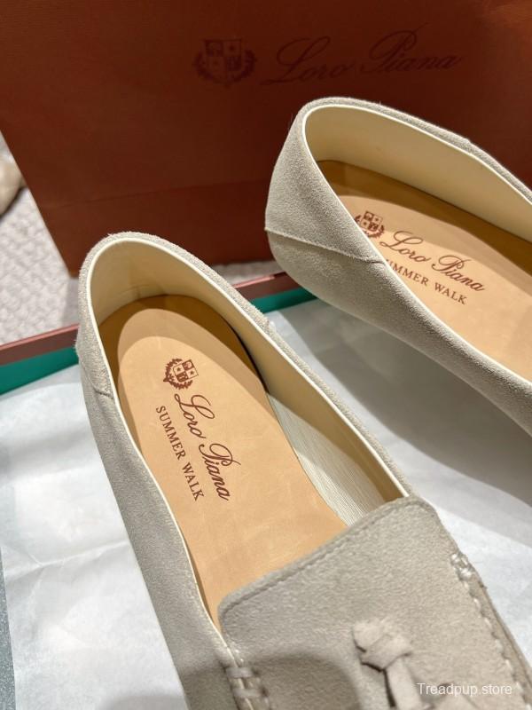 2025 Women Le Parmentier Beige Suede Loafers Tassel LY00291