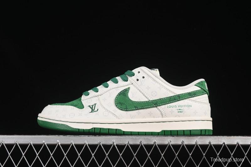 Nike SB Dunk Low LV Collaboration Green Denim Anniversary High-End Custom Low-Top Casual Skate Shoes - SC9772-805