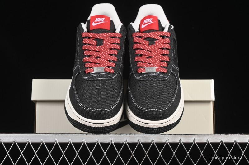 Nike Air Force 1'07 Low Stussy Collaboration Dark Grey Woven Casual Sneakers - LW9279-002