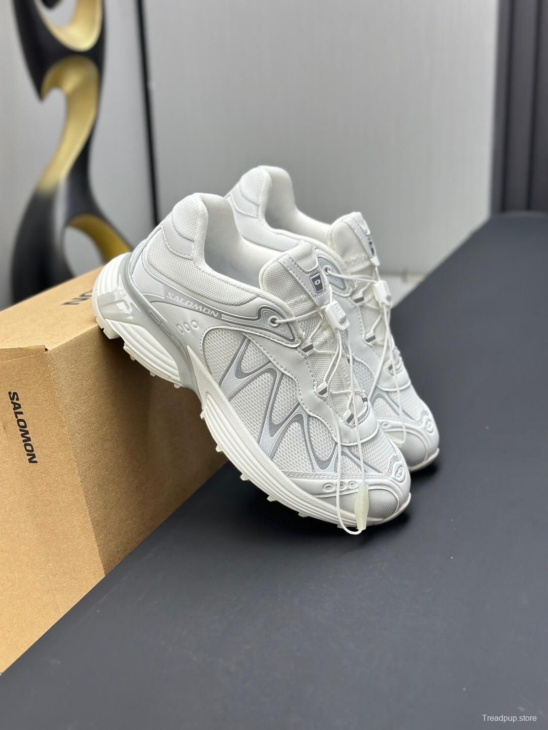 2025 Unisex SALOMON White Cream Leather Mesh Outdoor Sneakers KFY00320