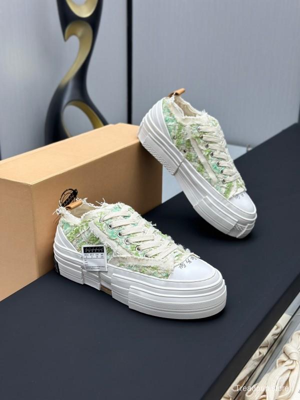 2025 Unisex XVESSEL White Green Canvas Plimsolls Vulcanized AS00260