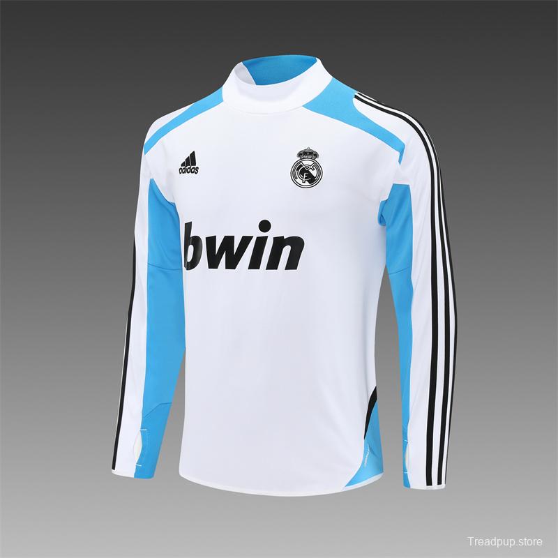 Retro 12/13 Real Madrid White/Blue Half Zipper Jacket