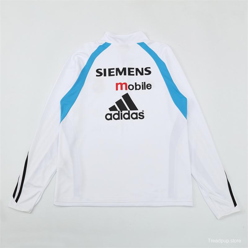 Retro 03/04 Real Madrid White Half Zipper Jacket