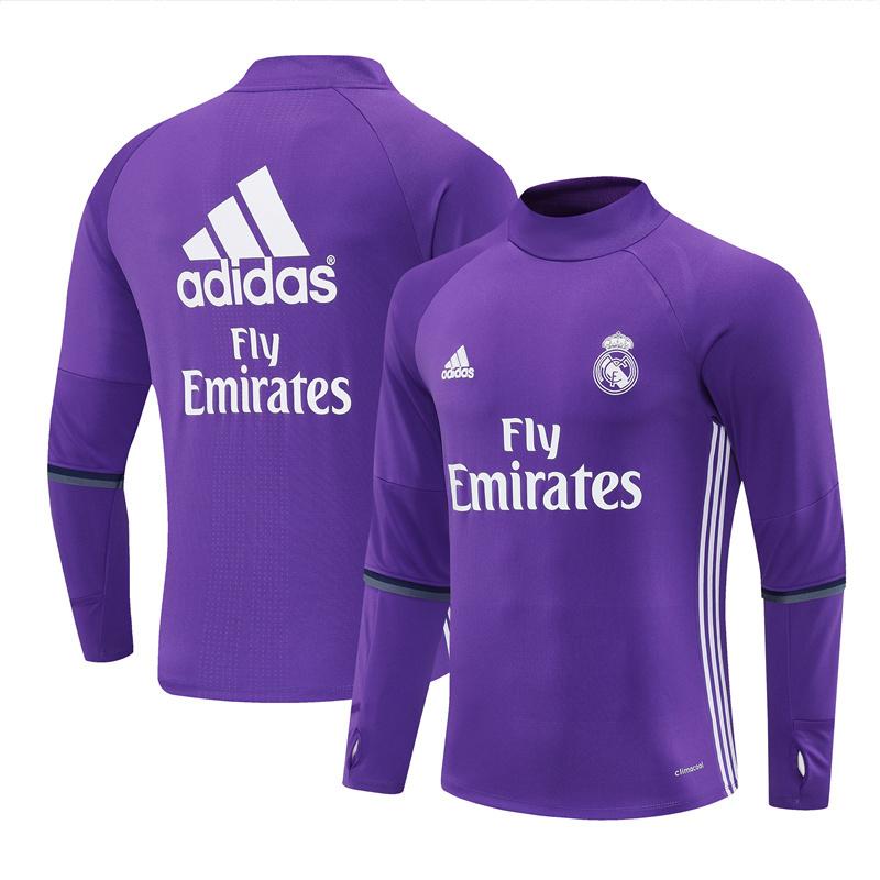 Retro 16/17 Real Madrid Purple Half Zipper Jacket