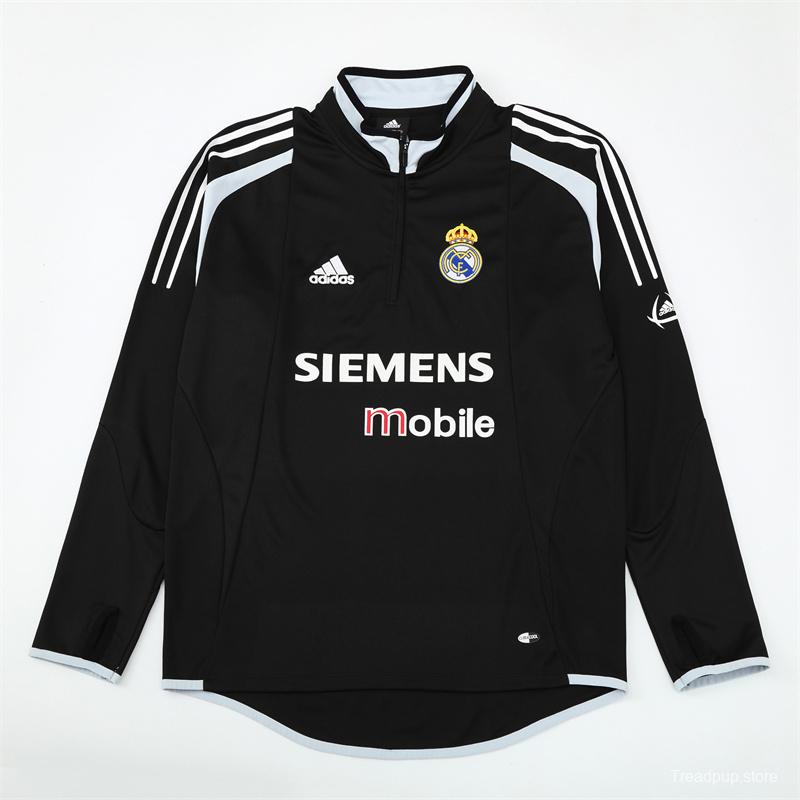 Retro 04/05 Real Madrid Black Half Zipper Jacket
