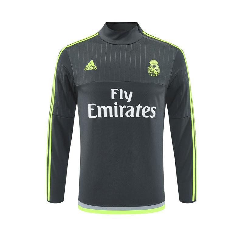 Retro 15/16 Real Madrid Dark Grey Half Zipper Jacket