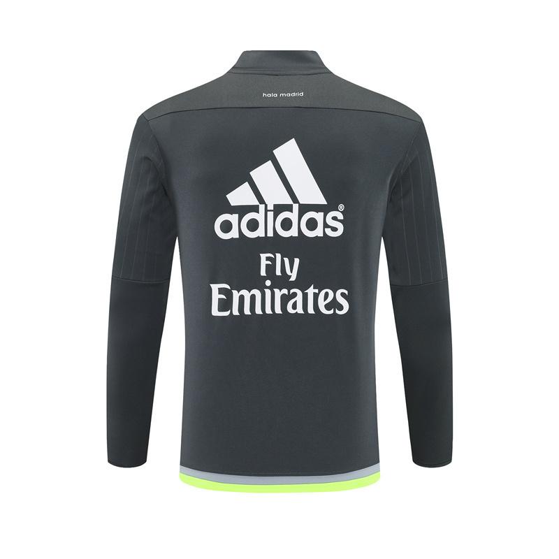 Retro 15/16 Real Madrid Dark Grey Half Zipper Jacket