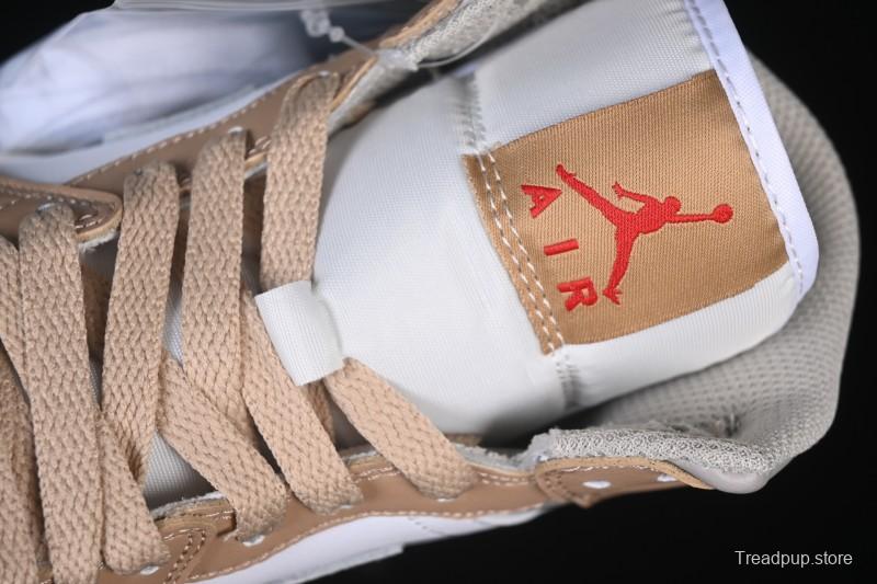 Nike Air Jordan 1 Mid AJ1 White Wheat Mid-Top Casual Sneakers - DQ8426-200