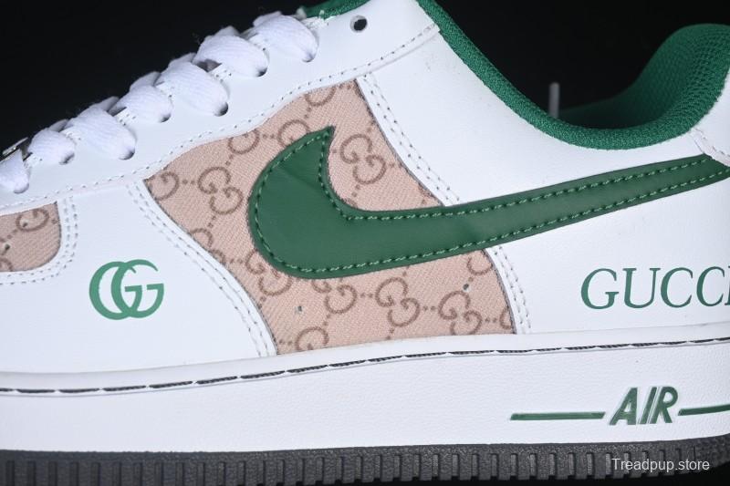 Nike Air Force 1 '07 Low Gucci Collaboration Pattern Grass Green Casual Sneakers - AH8462-004