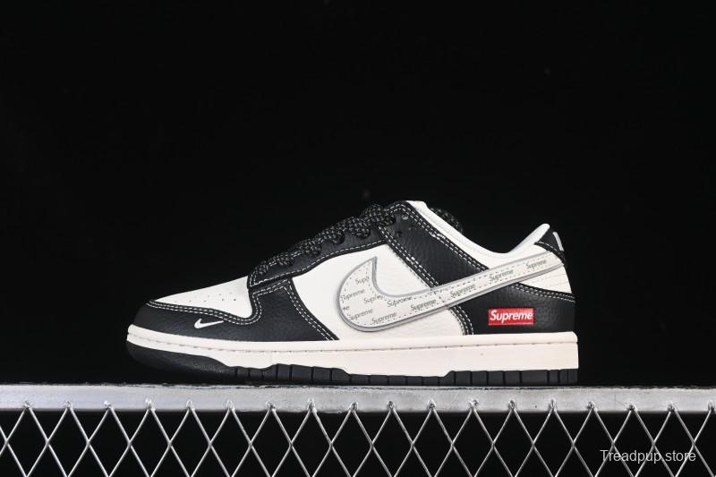 Nike SB Dunk Low Supreme Collaboration Beige Black Silver High-End Custom Low-Top Casual Skate Shoes - HH7518-099