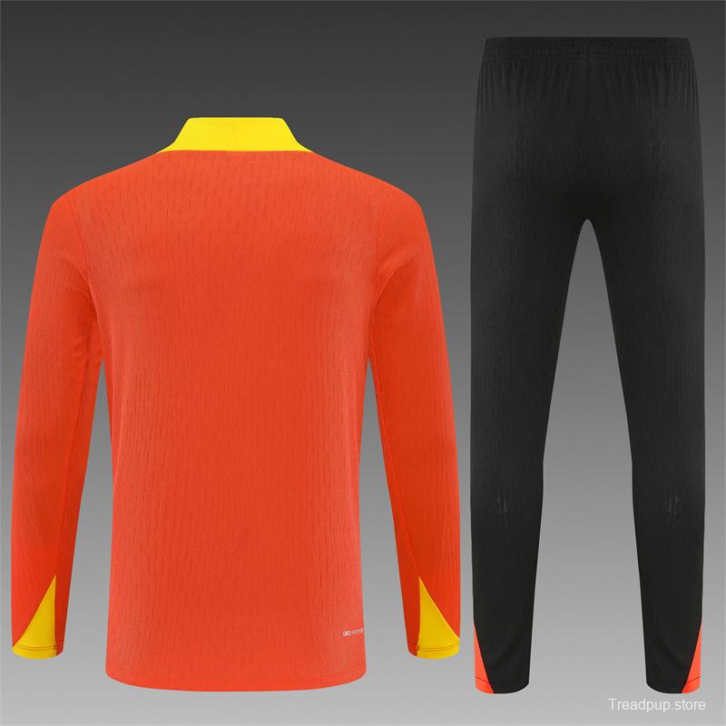 Player Version 25/26 Brazil Orange Half Zipper Jacket+Long Pants