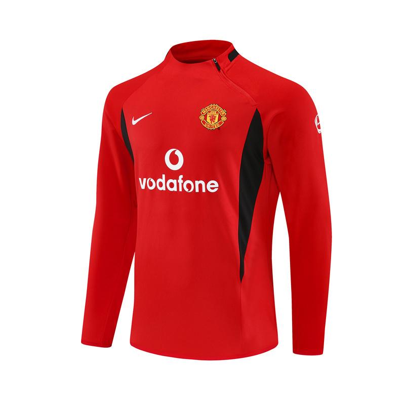 Retro 02/03 Manchester United Red Half Zipper Jacket+Long Pants