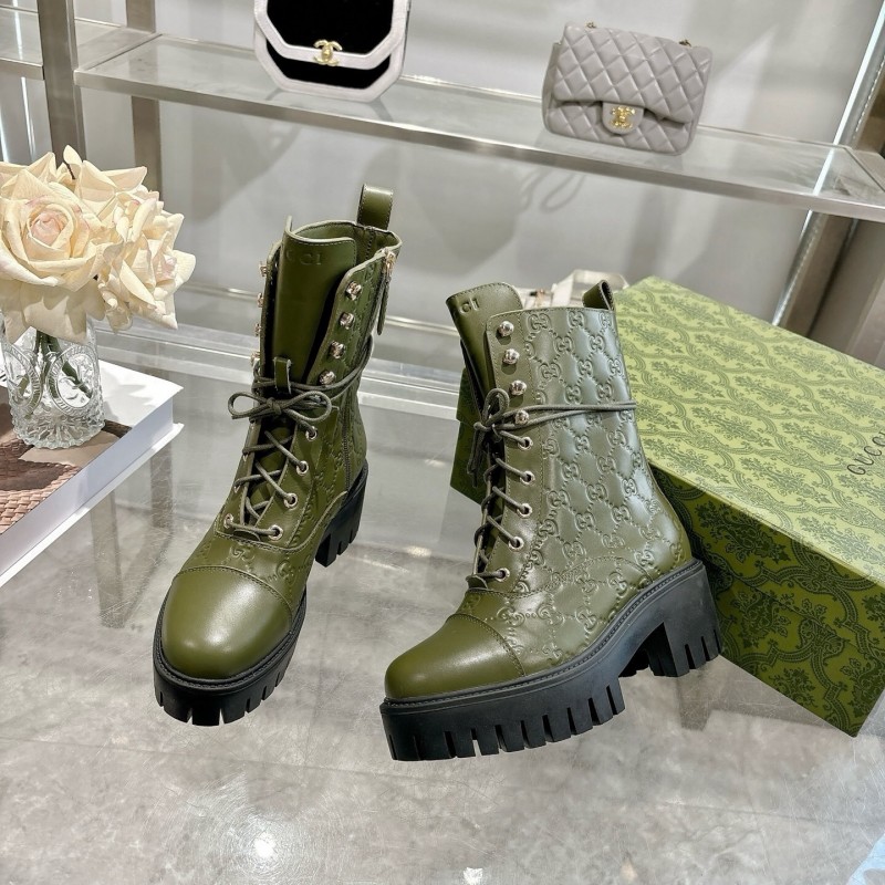 Gucci GG Lace-Up Ankle Boots in Calfskin - LY00380