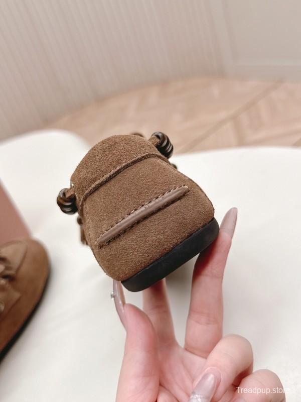 Miu Miu Fall/Winter 2025 Tassel Loafer Mule with Bead Accents - LY00330