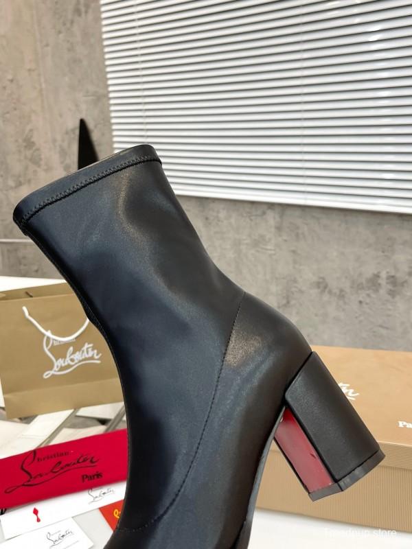 Christian Louboutin 2025/SS Chunky Heel Stretch Ankle Boots - LY00300