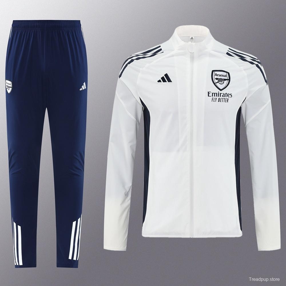 25/26 Arsenal White S-2XL Half Zipper Jacket+Long Pants