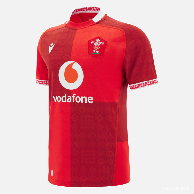 2026 Wales home Red with Vertical Stripe Pattern Jersey