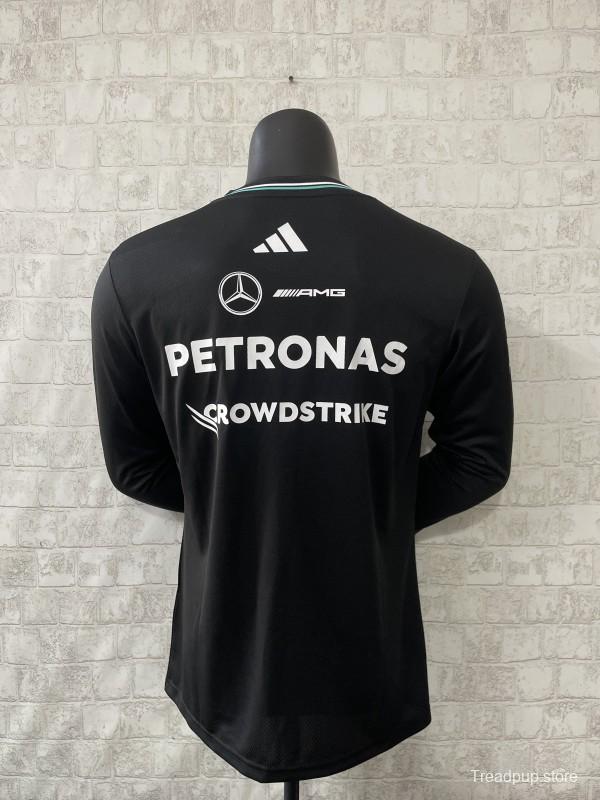2026 F1 Mercedes-AMG Petronas F1 Team Black with Teal Trim Long Sleeve Shirt