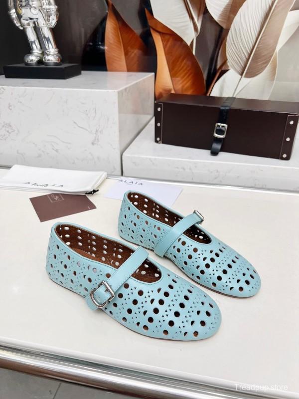 Alaia 2025/SS Perforated Ballet Flats - LY00320