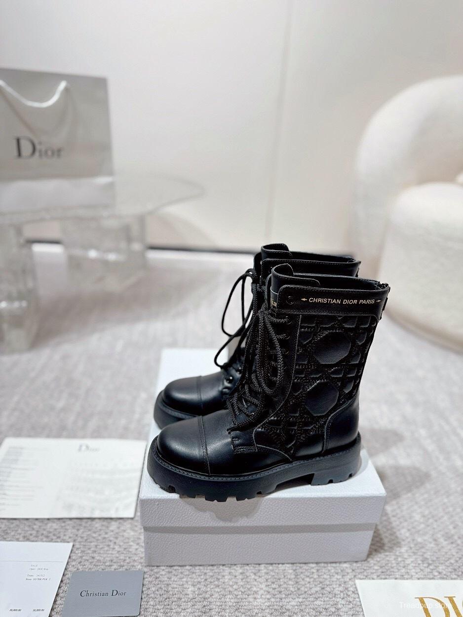 DIOR CHRONO Embroidered Motorcycle Ankle Boots - LY00390