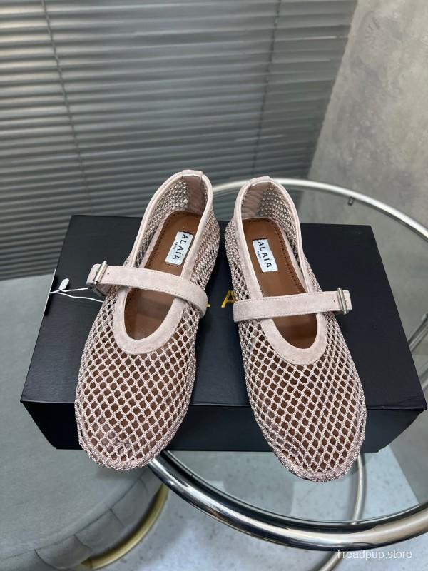ALAIA 2025 Spring Summer Collection New Color Net Flat Sandals - KFY00270