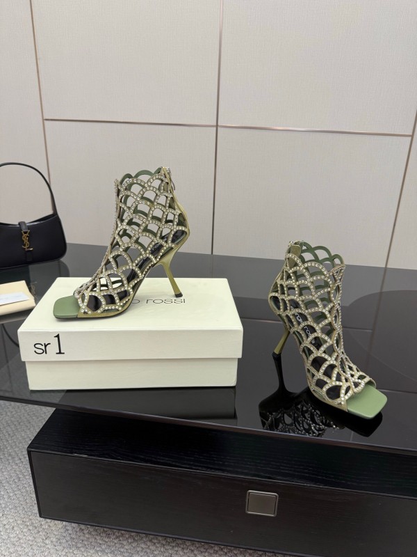 Sergio Rossi Mermaid Sandals 2025 SS Collection Elegant Fishnet High Heels - KFY00470