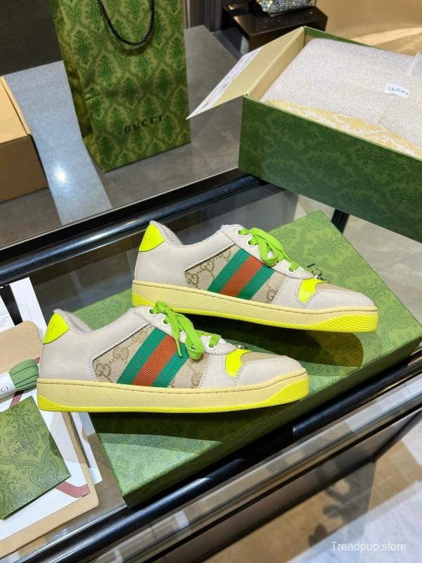 Gucci Distressed Sneakers 2025 SS Retro Design with Metal GG Logo - AS00270