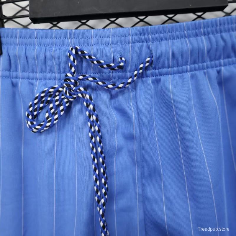Retro Player Version  1990/91 Manchester United Third Sky Blue with Pinstripe Pattern Shorts