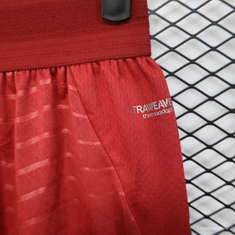 2026 Player Version Portugal Red with Wave Pattern Shorts