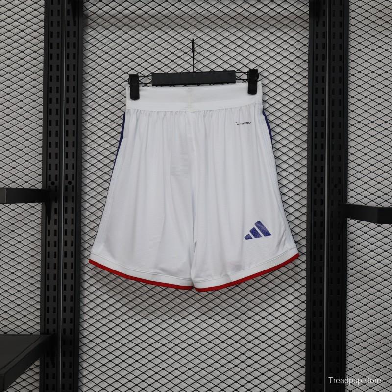 2026 Player Version Japan White with Navy Blue Stripes Shorts