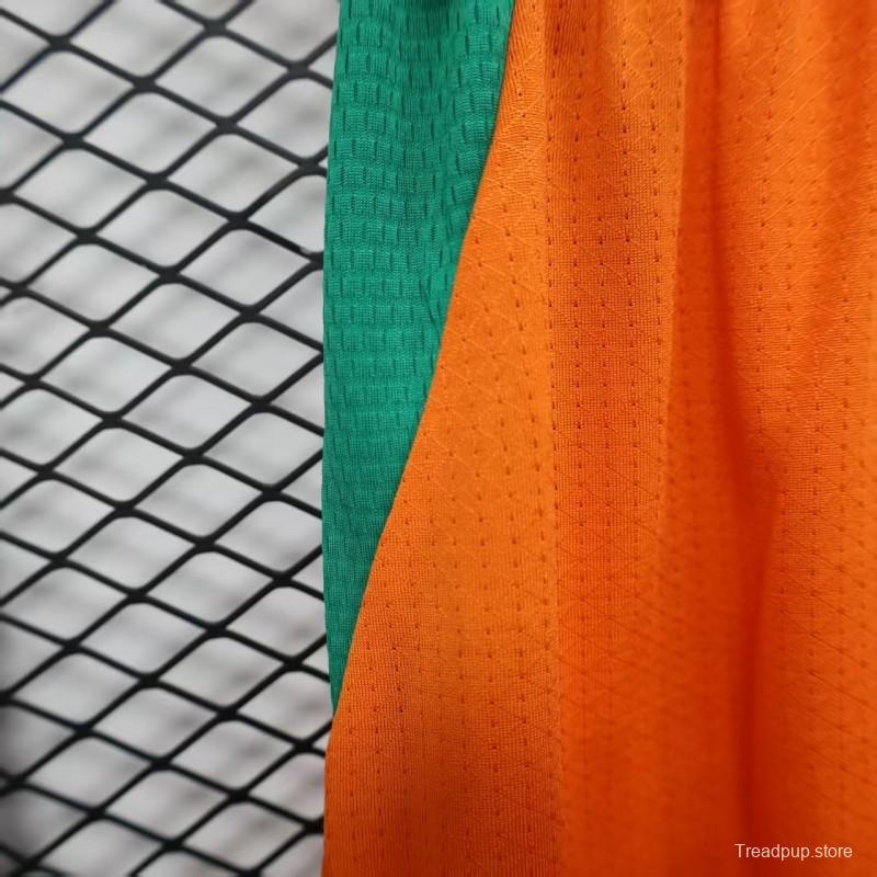 2026 Player Version Ivory Coast Orange with Green Side Panels Shorts
