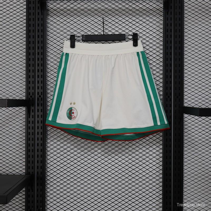 2026 Player Version Algeria White with Green Side Stripes Shorts