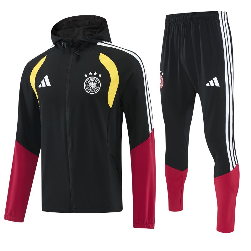 26/27 Germany Black Full Zipper Jacket Tracksuit + Long Pants