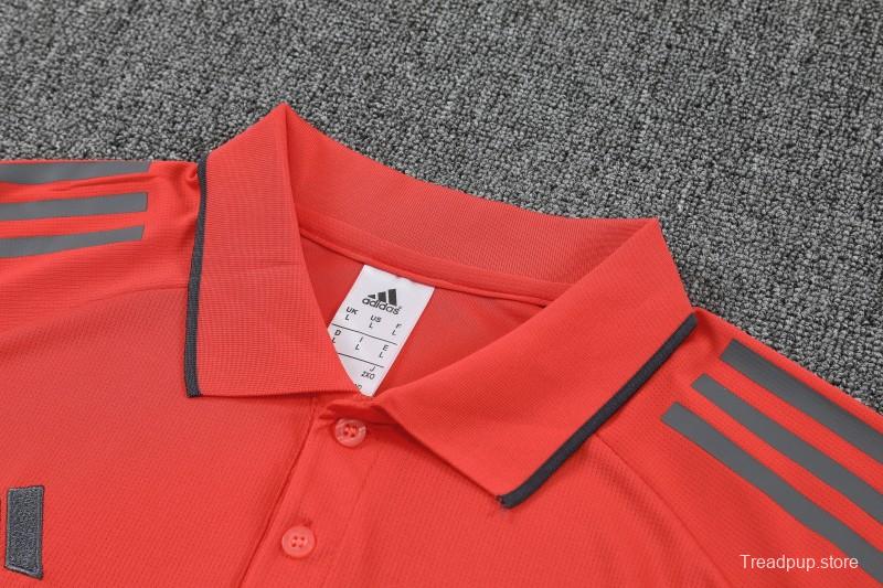 26/27  Bayern Munich Red Polo Training Shirt +Grey  Long Pants Tracksuit