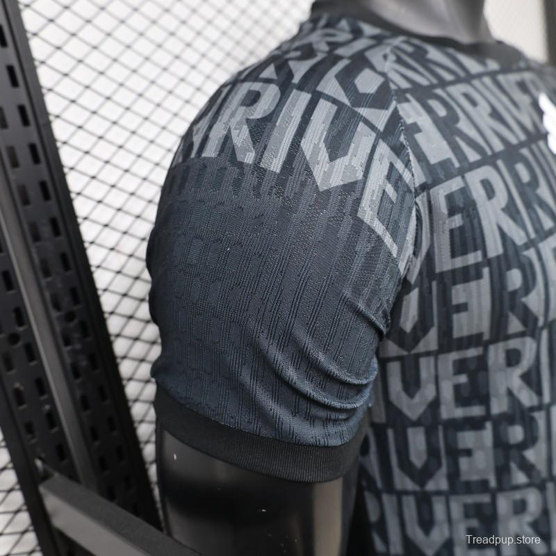 Player Version 26/27 River Plate Away Black with All-Over Letter Print Jersey