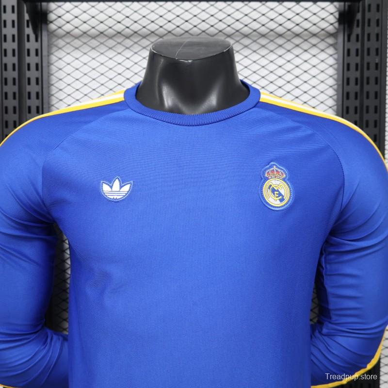 Player Version 2026 Real Madrid Blue Long Sleeve  Adidas Originals Retro Special Edition Jersey