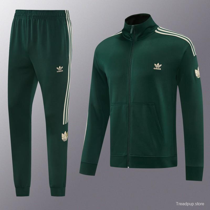 2026 Adidas Navy Green  Full Zipper Jacket + Long Pants