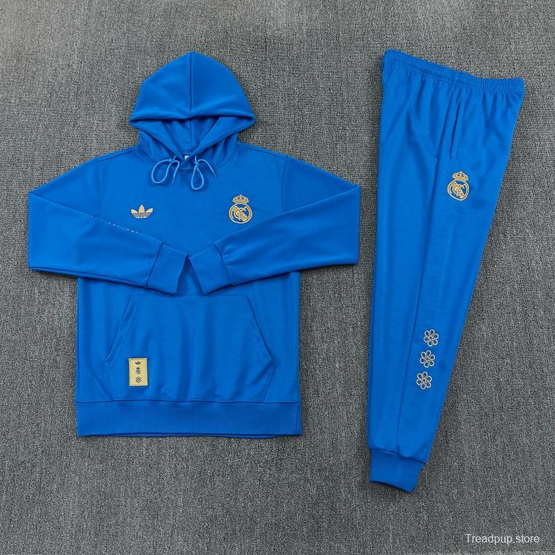 26/27 Real Madrid Royal Blue Pullover Hooded Tracksuit + Long Pants