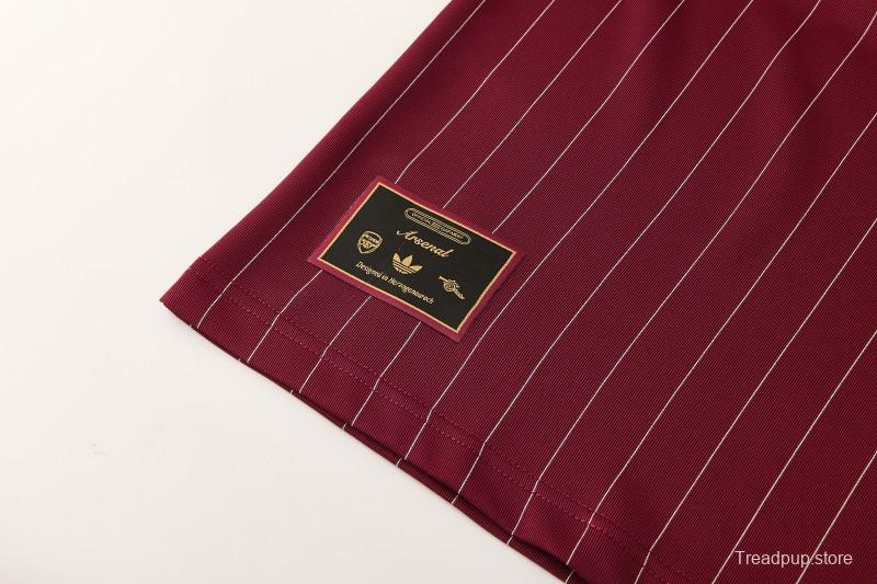 26/27  Arsenal  Maroon Pinstripe Short Sleeve+Soccer Shorts