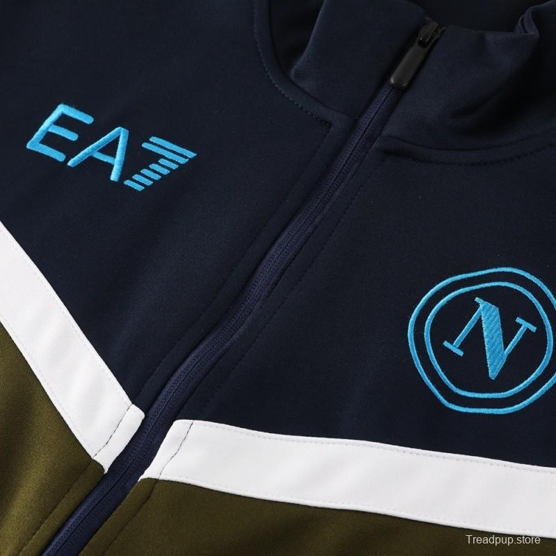 26/27 Napoli Navy Blue  Full Zipper Jacket Tracksuit + Long Pants