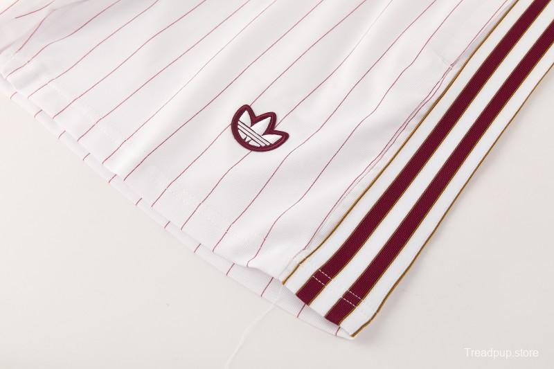 26/27 Arsenal  White Pinstripe Short Sleeve+Soccer Shorts