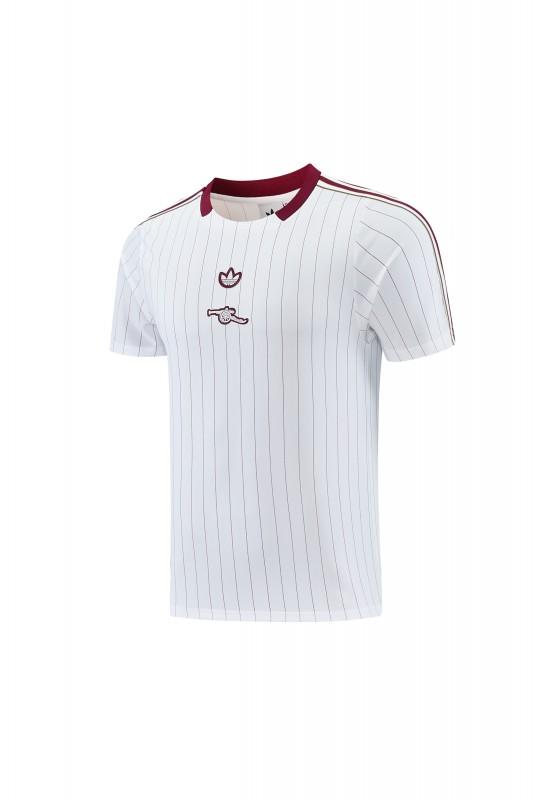 26/27 Arsenal  White Pinstripe Short Sleeve+Soccer Shorts