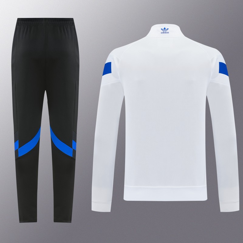 2026/27 Adidas Originals  White Full Zipper Jacket Tracksuit + Navy Blue Long Pants